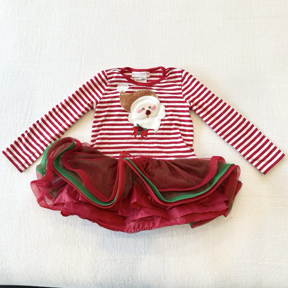 Bonnie Baby 24M Christmas Dress Santa Red Green Tutu Holiday Outfit Girl